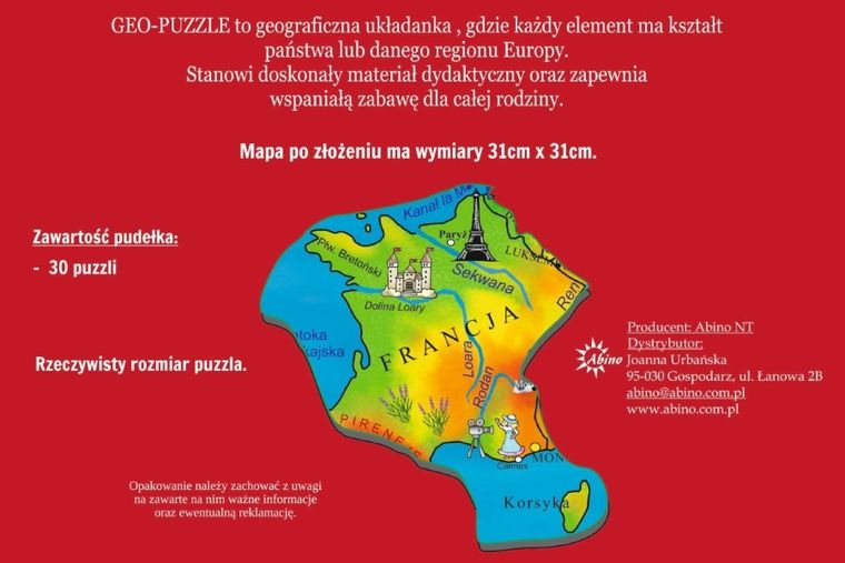 Abino, Europa, geo-puzzle, 30 elementów