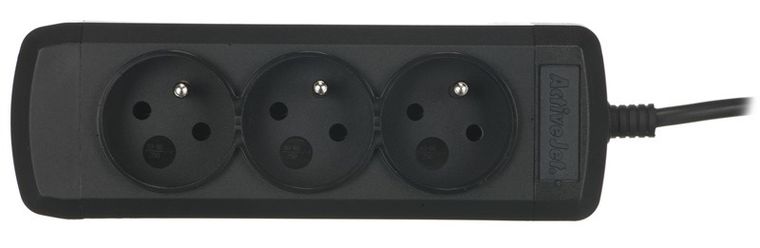 Activejet, przedłużacz, 3xUte, 10 A, 1,8m, czarny