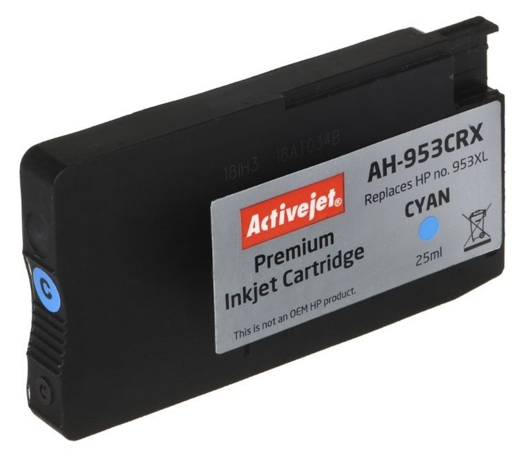 Activejet, tusz do drukarki, zamiennik HP 953XL F6U16AE, Premium, 25 ml, niebieski, AH-953CRX