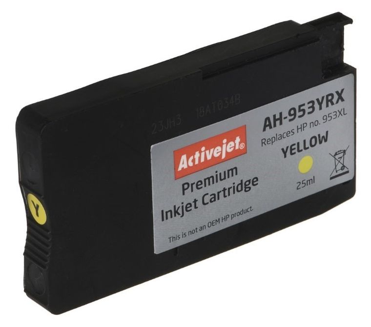 Activejet, tusz do drukarki, zamiennik HP 953XL F6U18AE, Premium, 25 ml, żółty, AH-953YRX