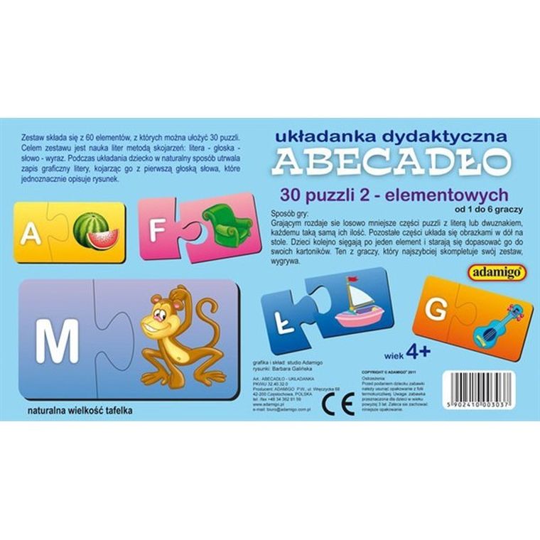 Adamigo, Abecadło, gra słowna