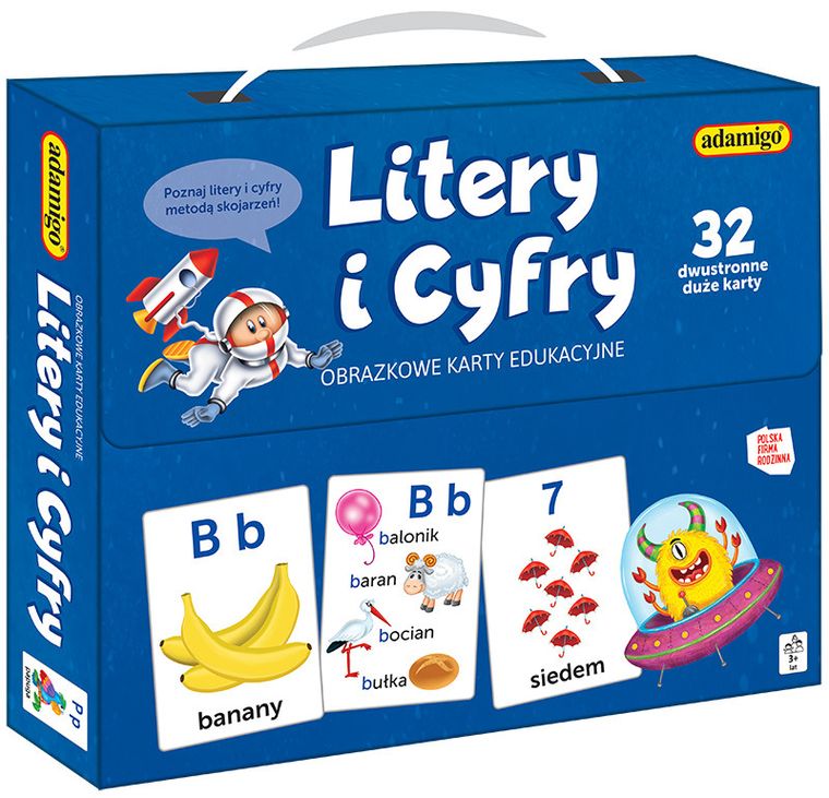 Adamigo, Litery i Cyfry, obrazkowe karty edukacyjne