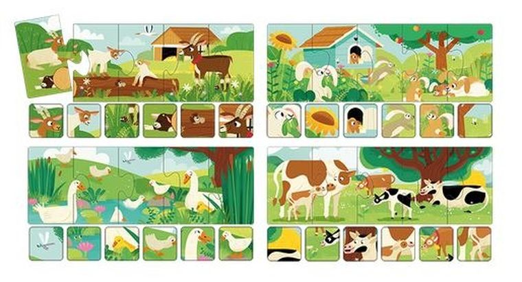 Adamigo, Zagroda, puzzle obserwacyjne z grą, 20 elementów