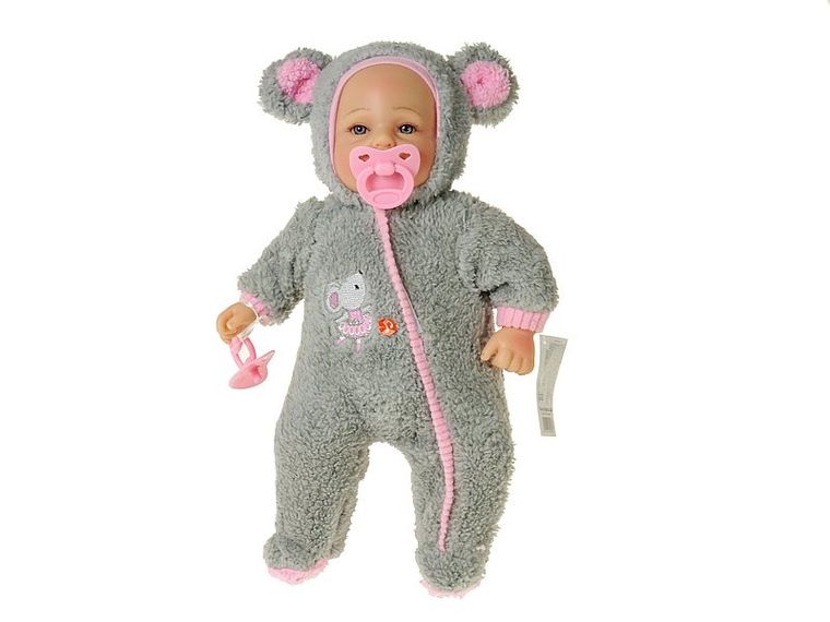 Adar, Lalka bobas, w szarym kombinezonie, dźwięk, 40 cm