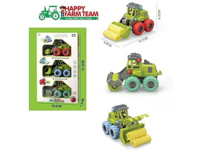 Adar, traktor z napędem, zielony, 3 szt.