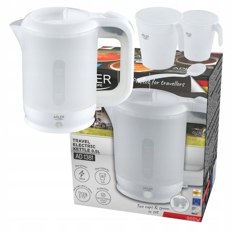 Adler, czajnik elektryczny, plastikowy, turystyczny, 0,5L