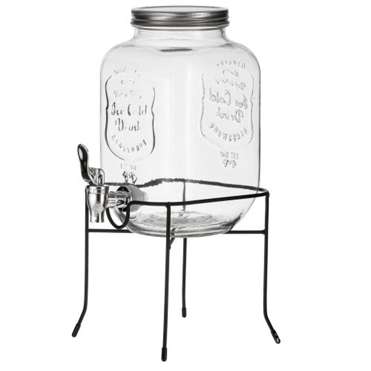 Adler, słój do napojów z kranikiem i stojakiem, szklany, 4l