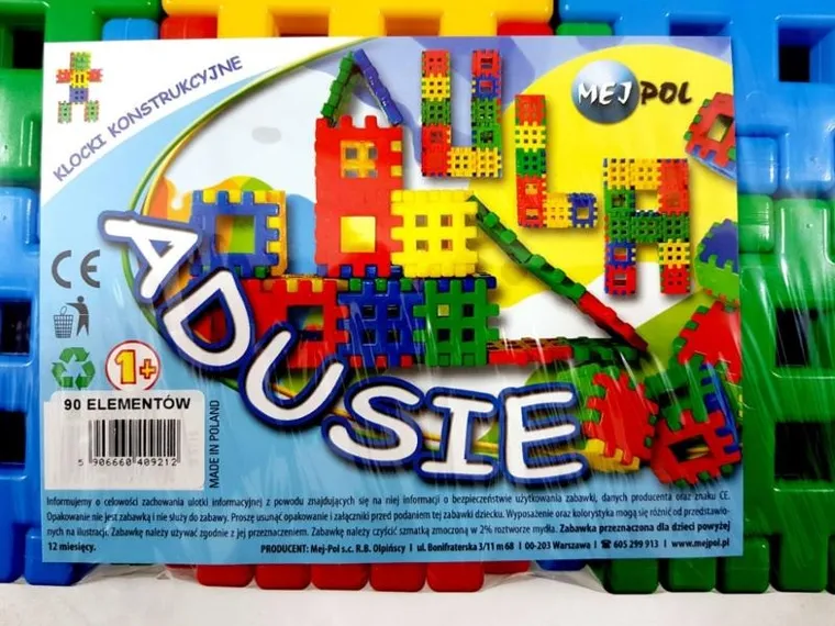 Adusie, klocki konstrukcyjne, wafle, 90 elementów