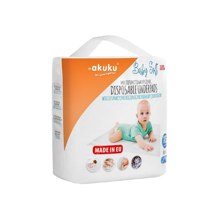 Akuku, Baby Soft, podkład jednorazowy, 15 szt.