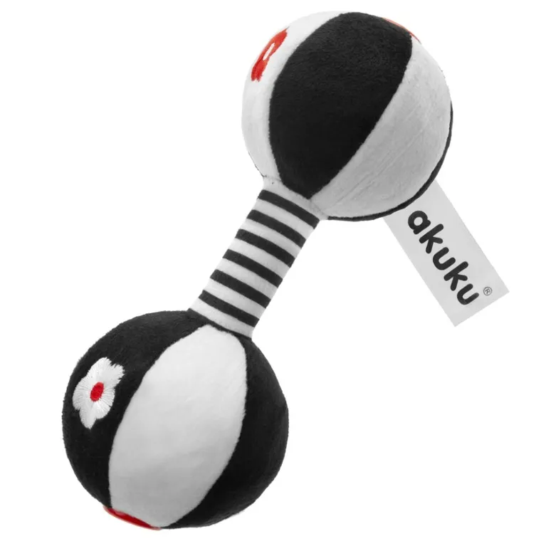 Akuku, grzechotka pluszowa, hantel