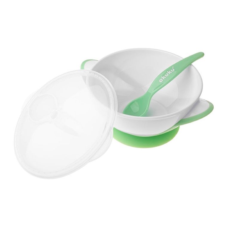 Akuku, miseczka na przyssawce, white, green