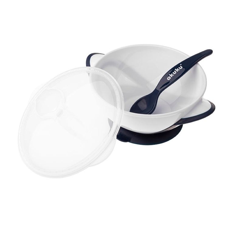 Akuku, miseczka na przyssawce, white, navy blue