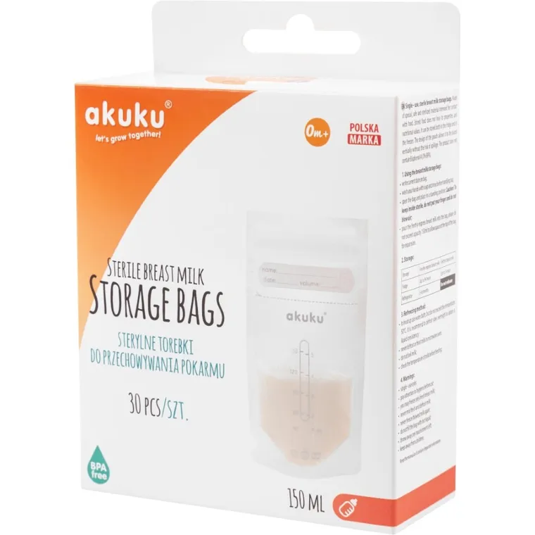 Akuku, sterylne woreczki do przechowywania pokarmu, 30 szt.