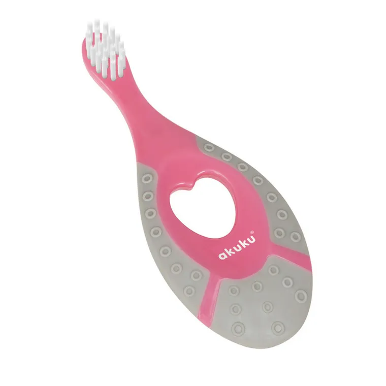 Akuku, szczoteczka do zębów, różowa, 0m+
