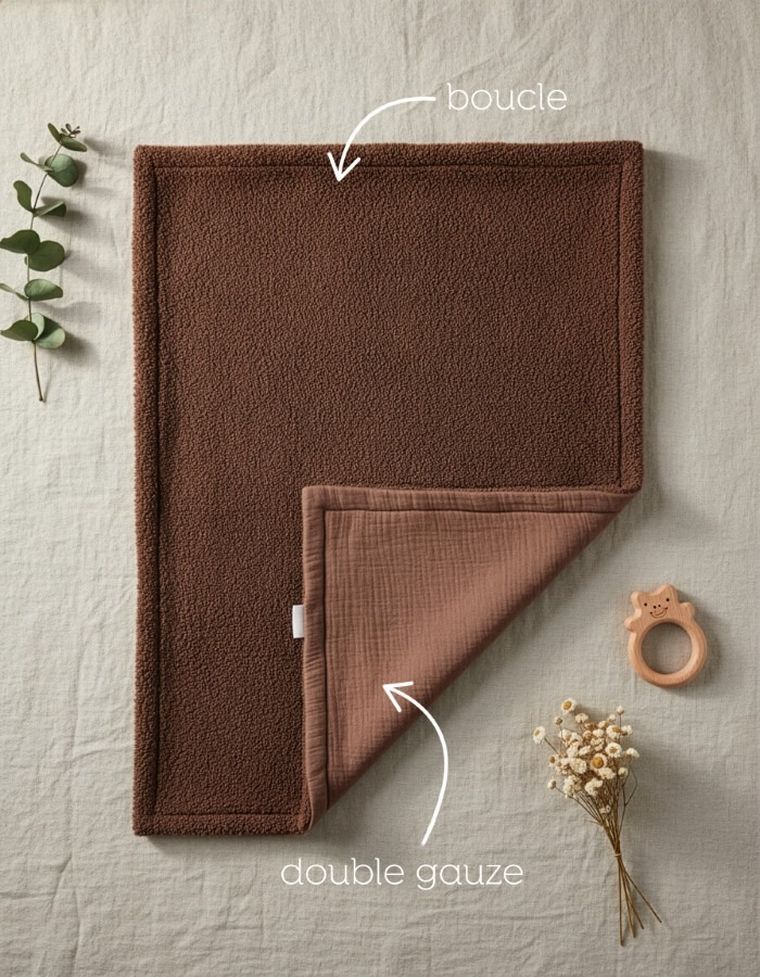 Albero Mio, Cotton Muślin & Boucle, kocyk boucle, brąz, 75-100 cm