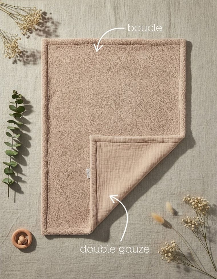 Albero Mio, Cotton Muślin & Boucle, kocyk boucle, karmel, 75-100 cm