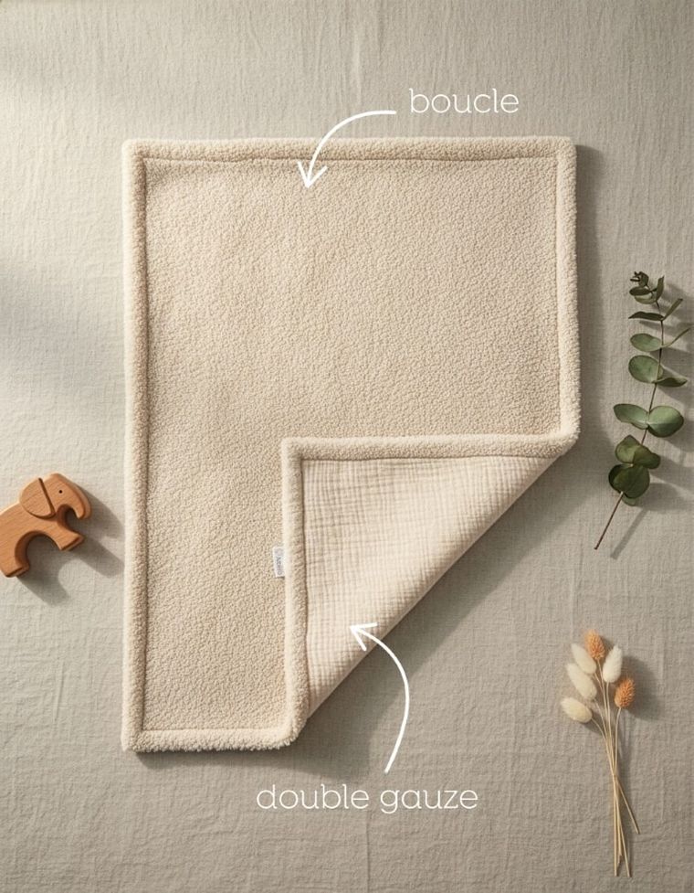 Albero Mio, Cotton Muślin & Boucle, kocyk boucle, wanilia, 75-100 cm