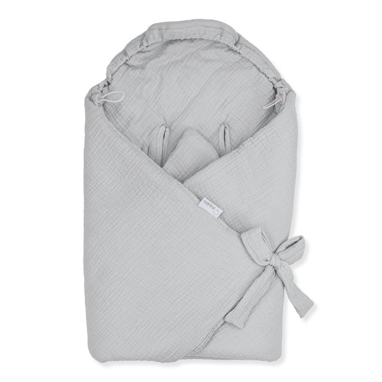 Albero Mio, otulacz muślinowy do fotelika, ocieplany, popiel