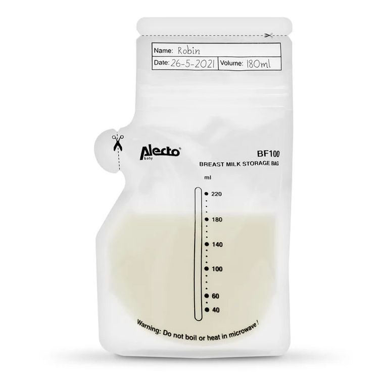 Alecto, worki do przechowywania mleka matki, 220 ml, 100 szt.