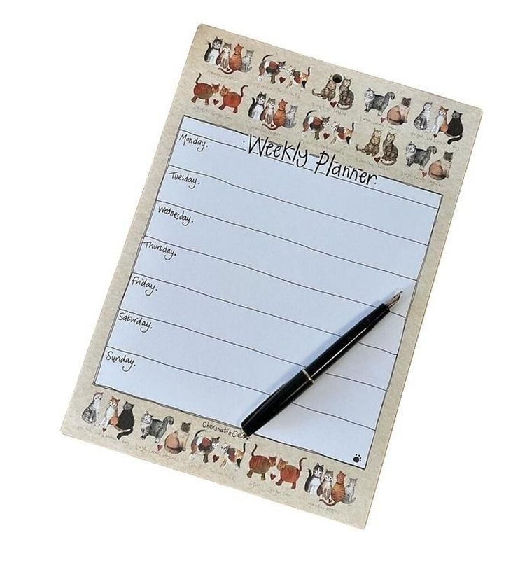 Alex Clark, tygodniowy planer, A4, 60 kartek, Kocia miłość