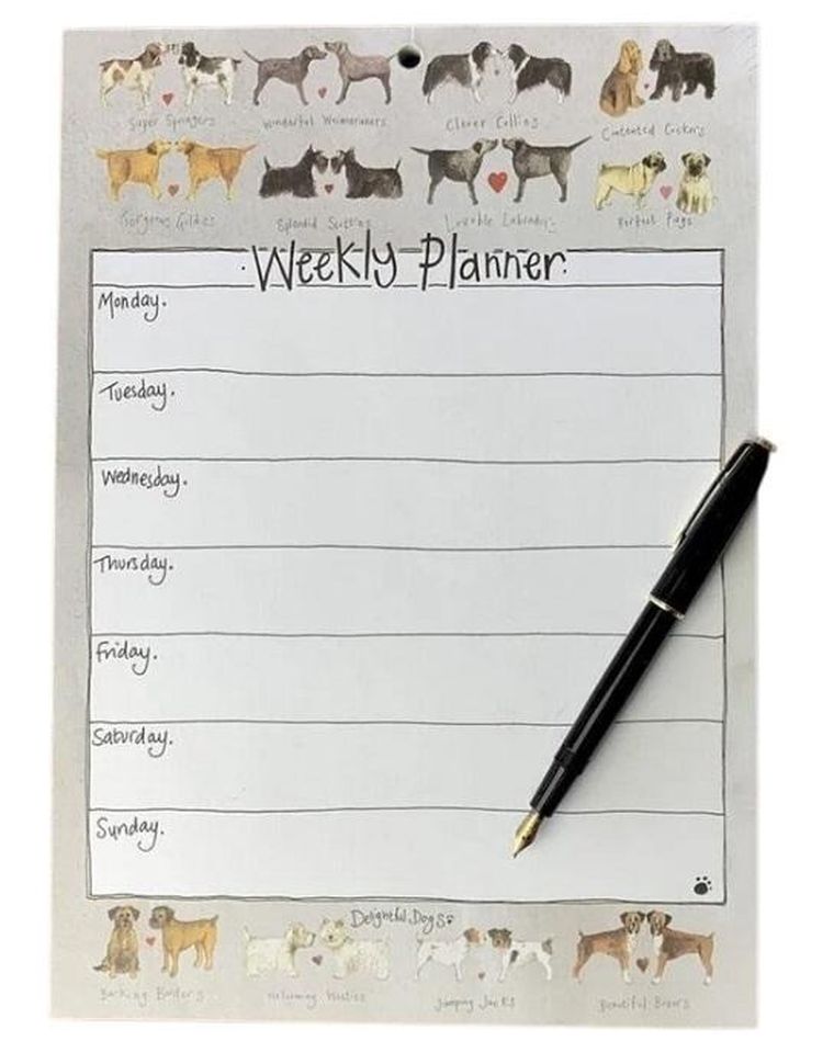 Alex Clark, tygodniowy planer, A4, 60 kartek, Urocze pary psów