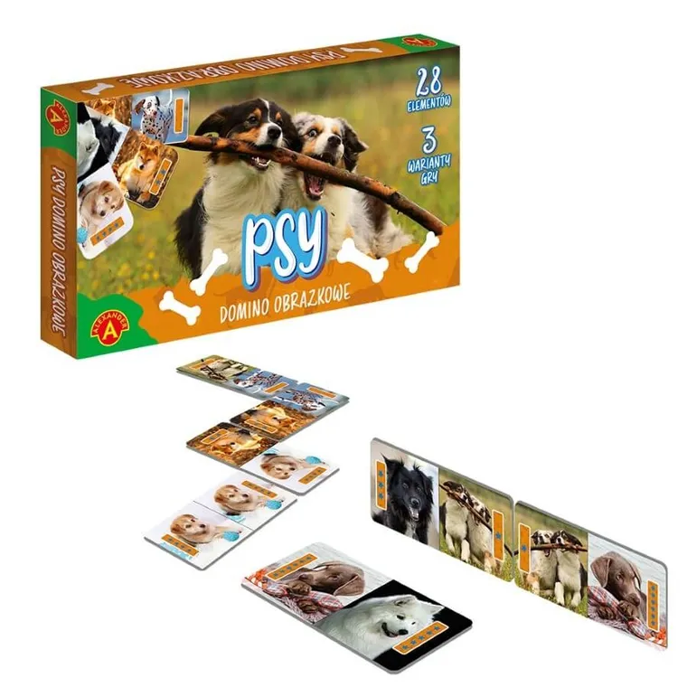 Alexander, domino obrazkowe, gra familijna, Psy, 28 elementów