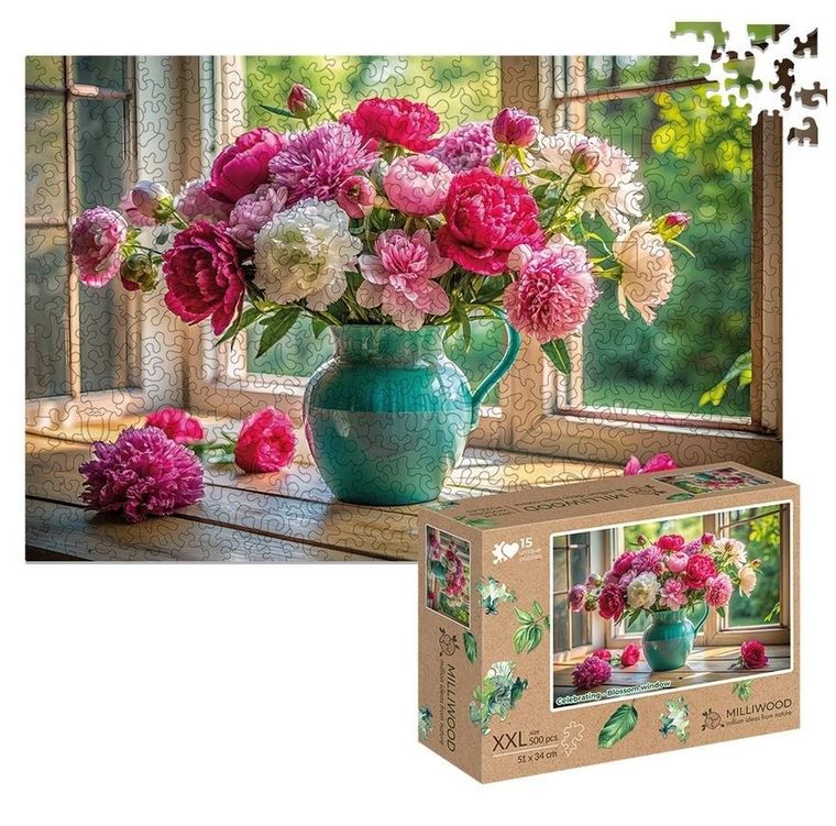 Alexander, Kwitnące okno, drewniane puzzle, 500 elementów