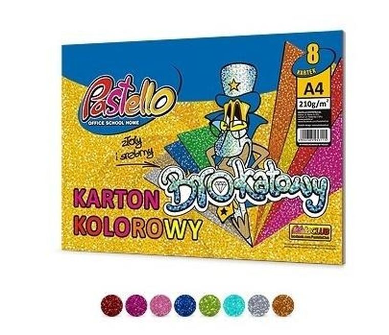 Alfa Pastello, karton brokatowy, A4, 210g, 8 kartek