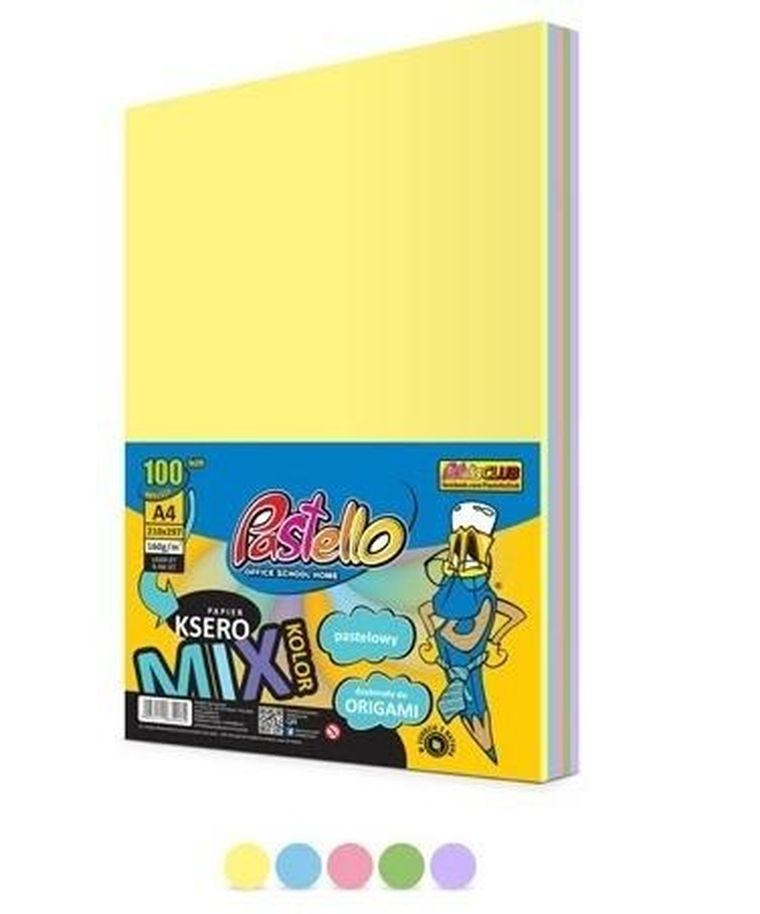 Alfa Pastello, papier ksero A4, 160g, 5 kolorów, 100 arkuszy, pastel