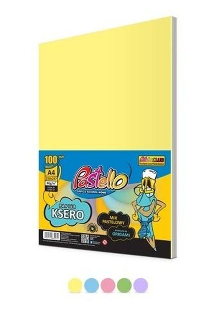 Alfa Pastello, papier ksero A4, 80g, 5 kolorów, 100 arkuszy, pastel