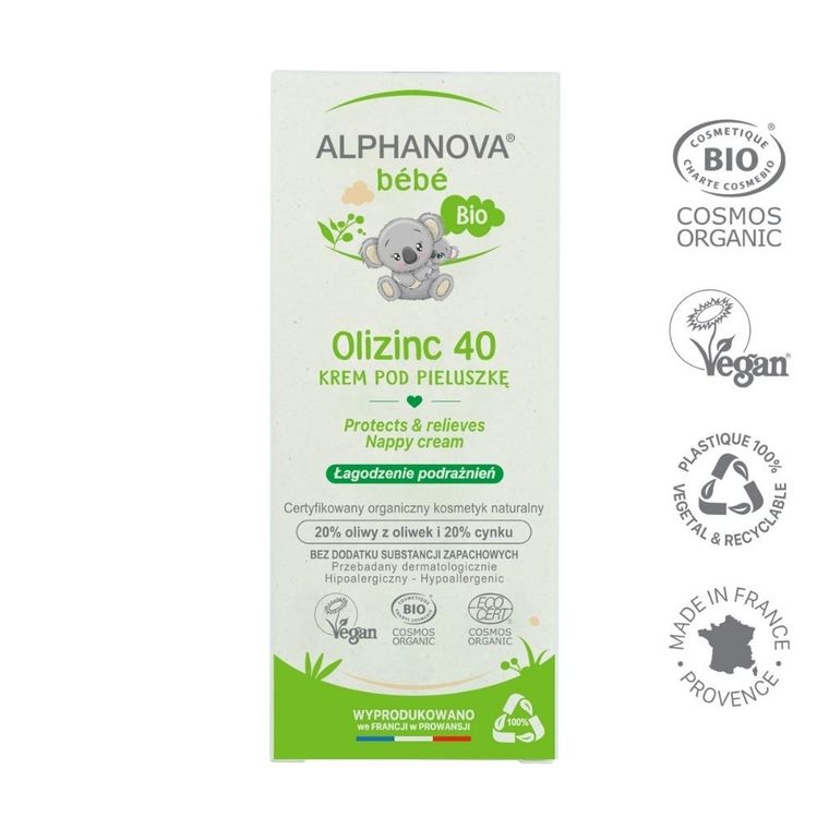 Alphanova Bebe, krem przeciw odparzeniom, Olizinc 40, 50 g