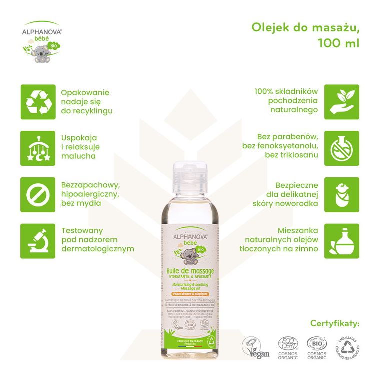 Alphanova Bebe, olejek do masażu, 100 ml