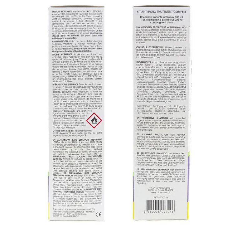 Alphanova Kids, Zeropou, kompleksowy zestaw przeciw wszawicy 3w1 z grzebieniem, balsam i szampon
