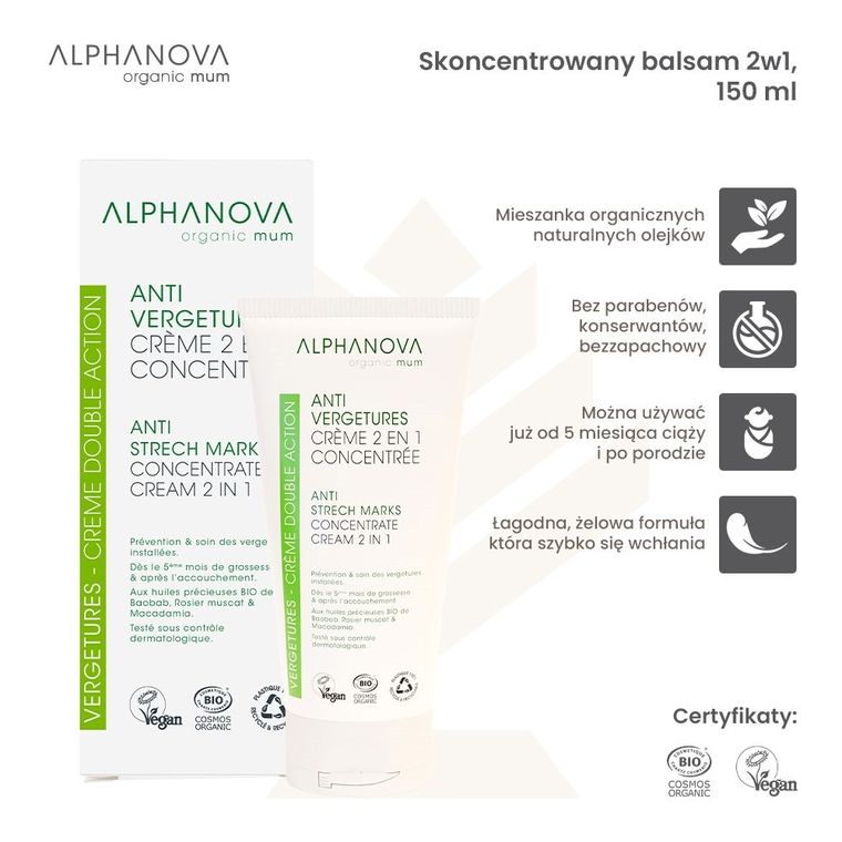 Alphanova Sante, krem przeciw rozstępom, 150 ml