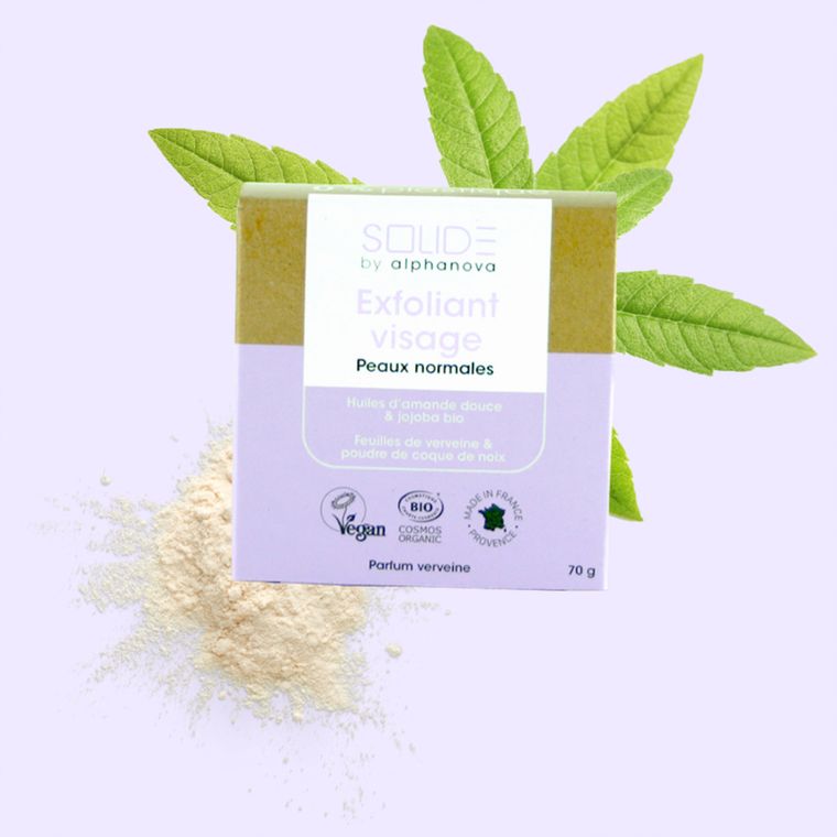 Alphanova Solide, peelingująca kostka do mycia twarzy, 75g