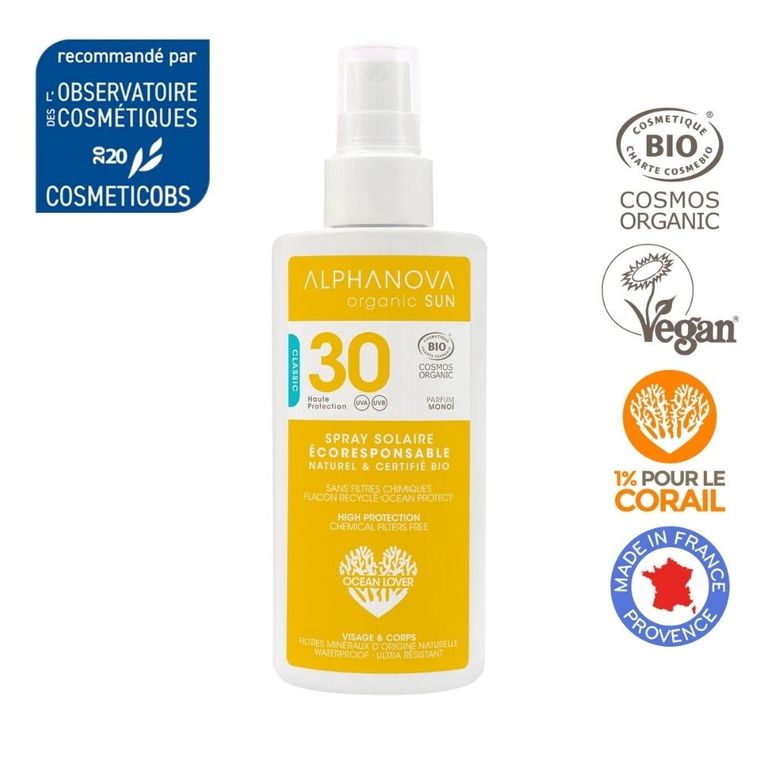 Alphanova Sun, bio spray przeciwsłoneczny, filtr SPF30, 125g