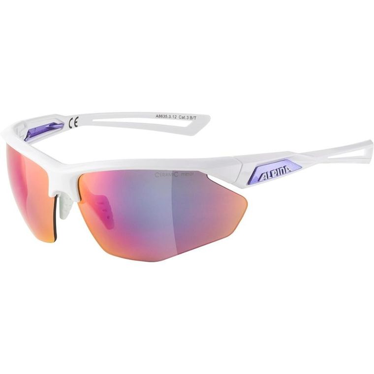 Alpina, Nylos Hr, okulary na rower, biało-fioletowe, szkło fioletowe, lustro, Cat.3