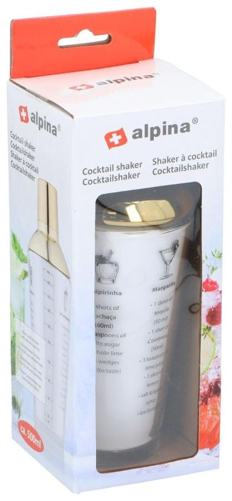 Alpina, shaker do koktajli, szklany, 450 ml