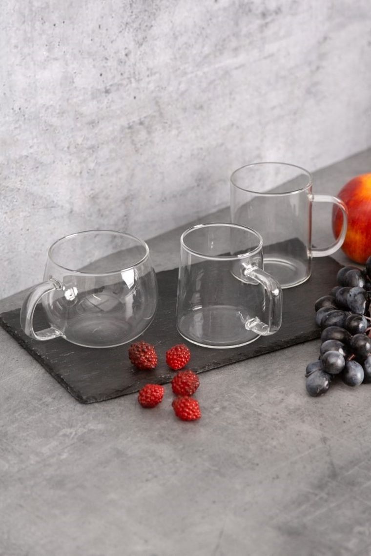 Altom Design, Bianca, komplet 3 kubków cienkościennych, 430 ml