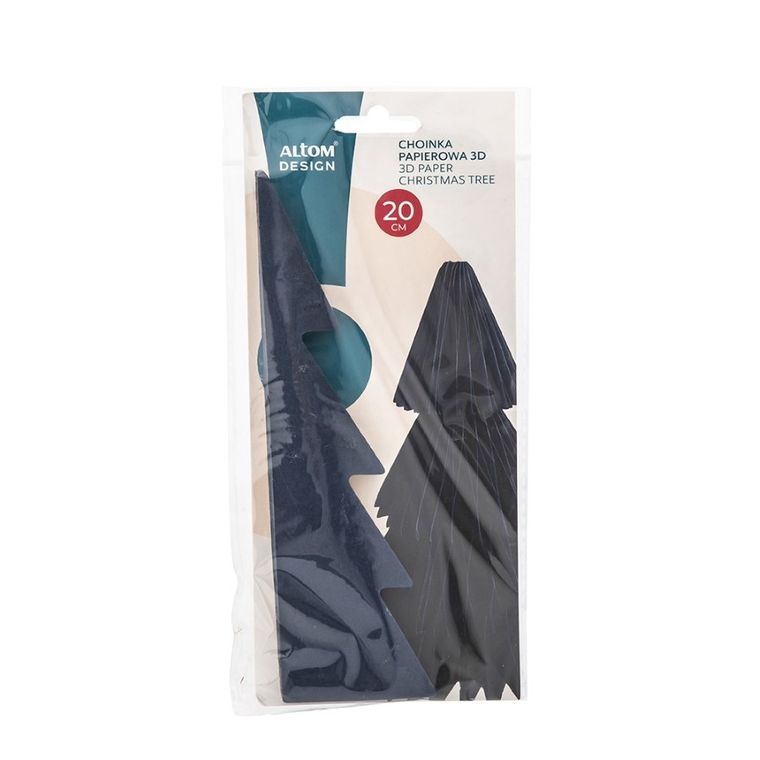 Altom Design, choinka papierowa 3D, 20 cm, granatowa