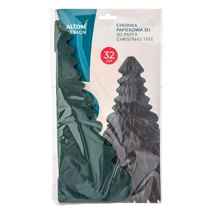 Altom Design, choinka papierowa 3D, 32 cm, zielona