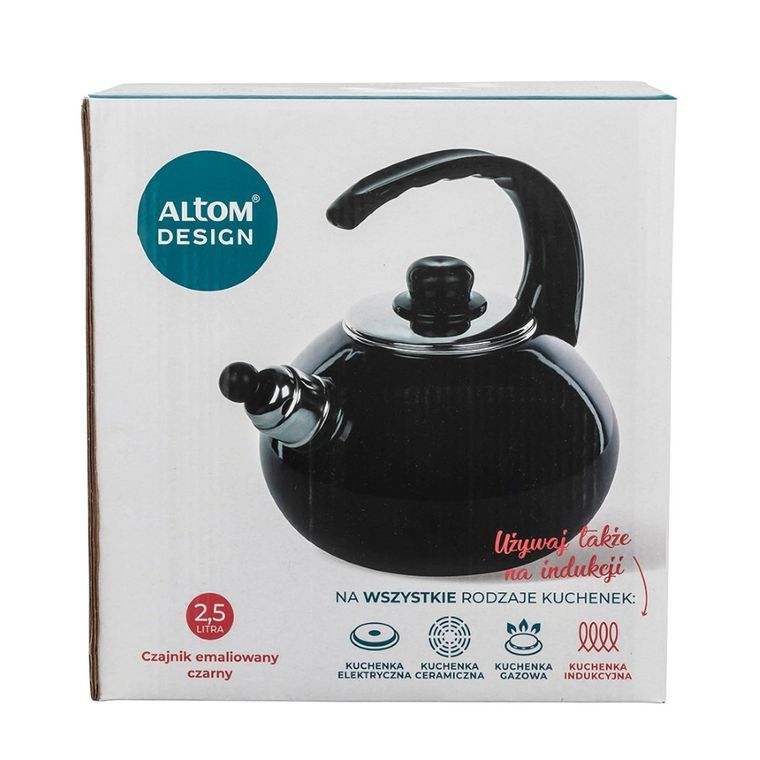 Altom Design, czajnik emaliowany, czarny, 2,5l
