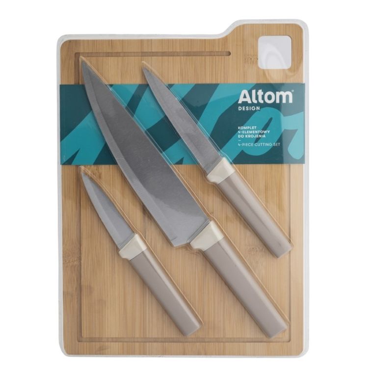 Altom Design, deska bambusowa, 24-33-1 cm + noże, taupe, 3 szt.