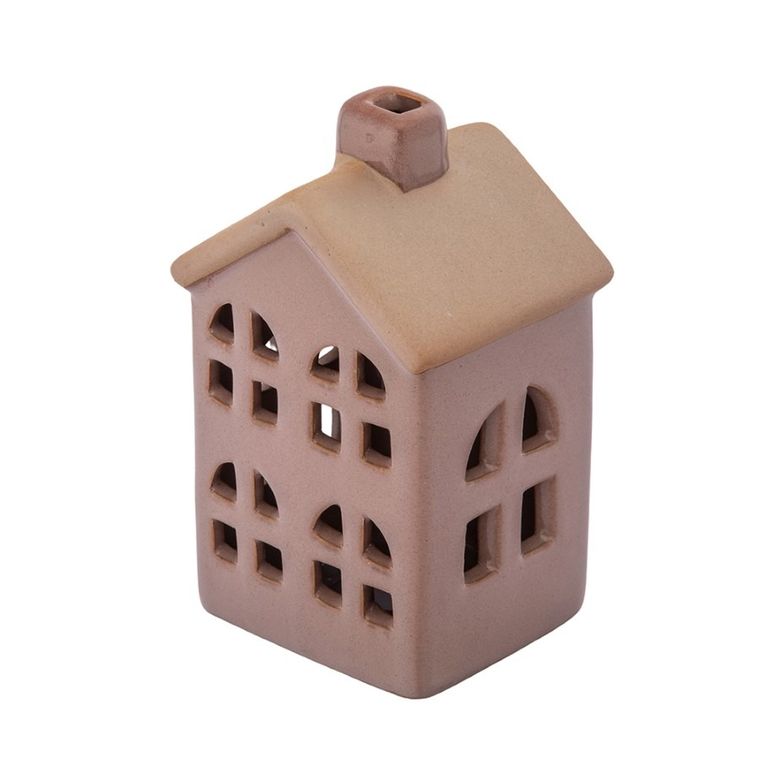 Altom Design, domek porcelanowy led, 7-6-11 cm, brązowy