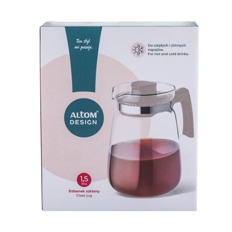 Altom Design, dzbanek szklany do gorących napojów, beżowy, 1,5l