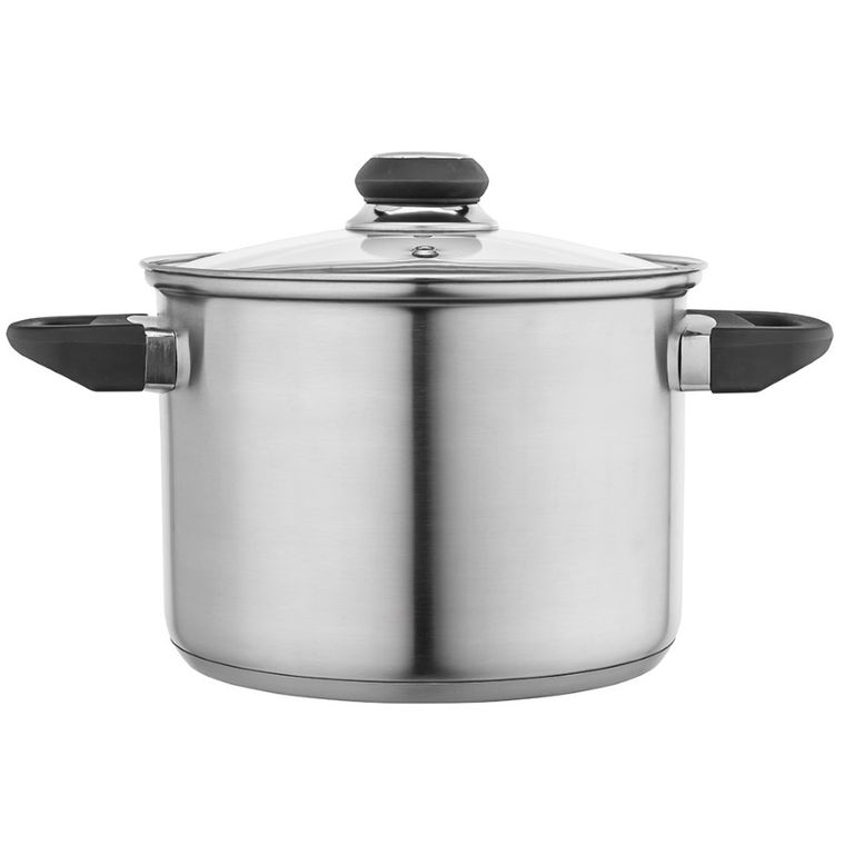 Altom Design, Emilio, wysoki garnek nierdzewny z pokrywą szklaną, 7l, 24 cm