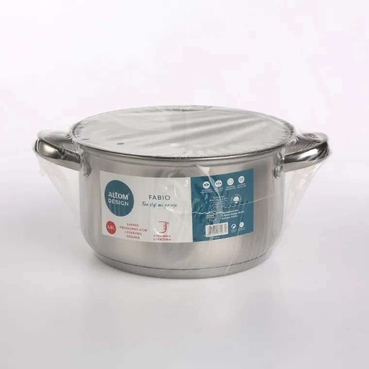 Altom Design, Fabio, garnek nierdzewny z pokrywą szklaną, 18 cm