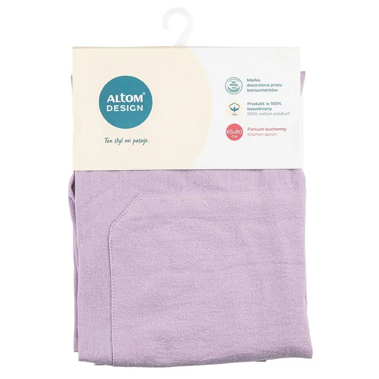 Altom Design, fartuch kuchenny z kieszonką, 100% bawełna, jasny fiolet, 65-80 cm