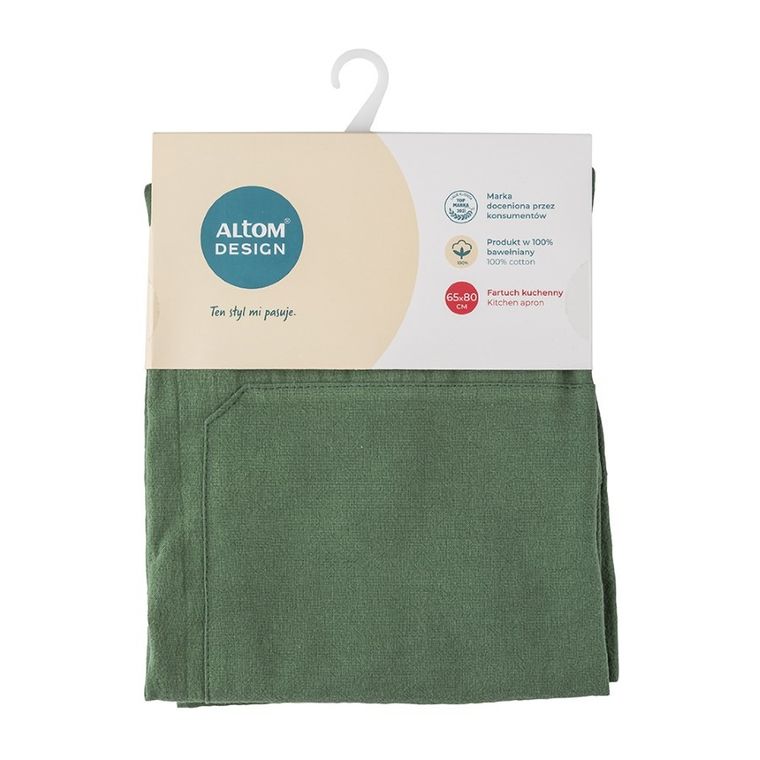Altom Design, fartuch kuchenny z kieszonką, 65-80 cm, bawełna, 100% bawełna, zieleń