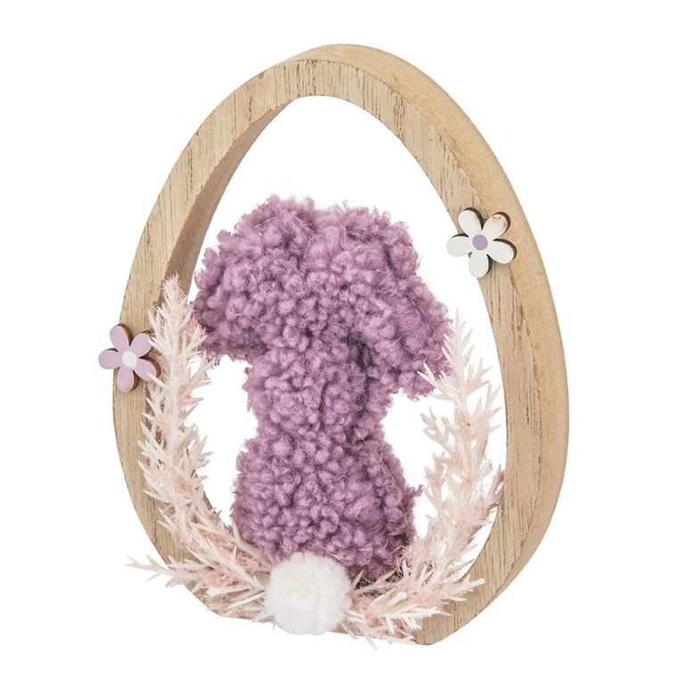 Altom Design, figurka boucle zając w jajku, fioletowy, 11-2-14 cm